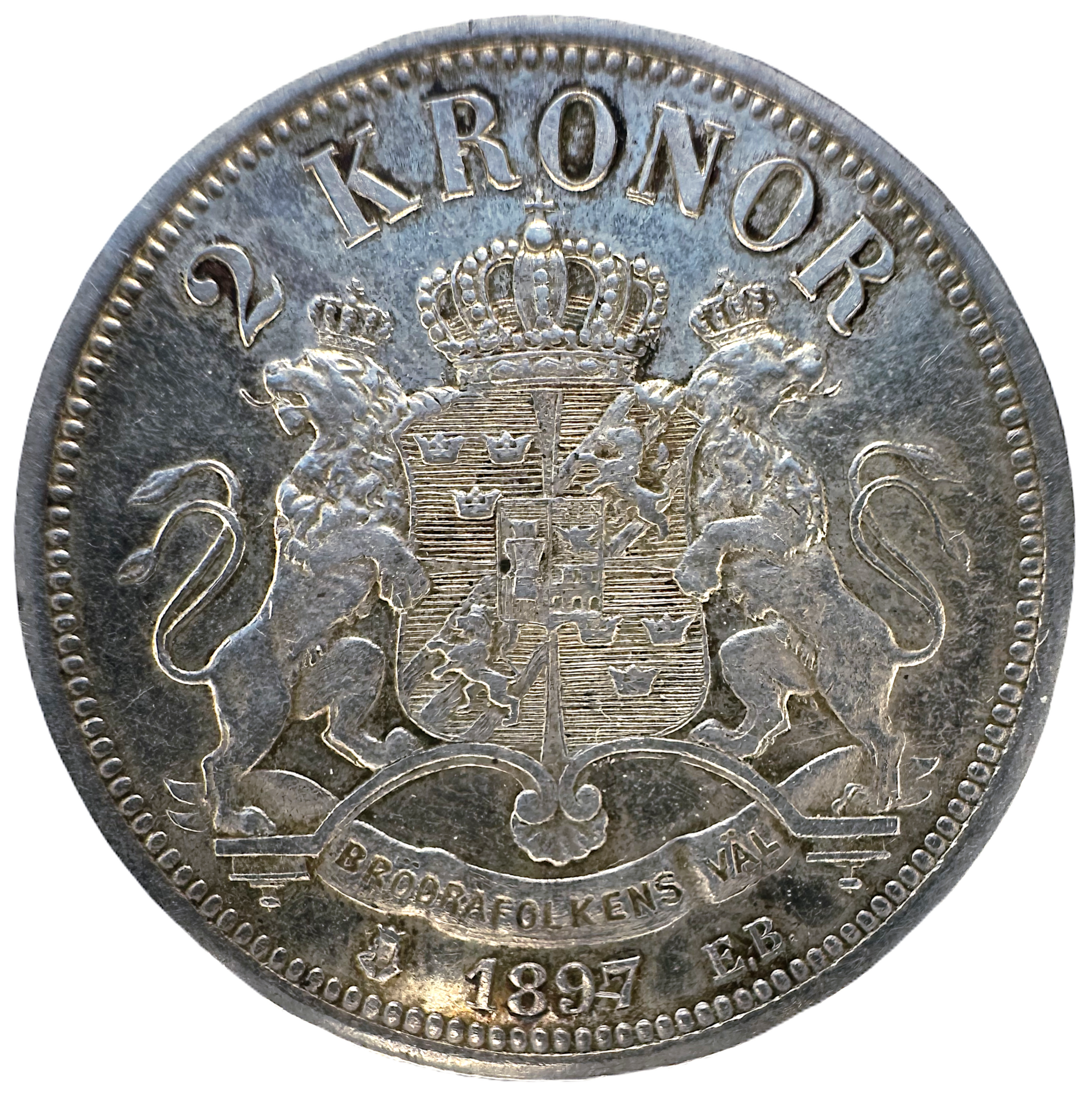 Oskar II - 2 Kronor 1897 - Tilltalande exemplar med viss lyster