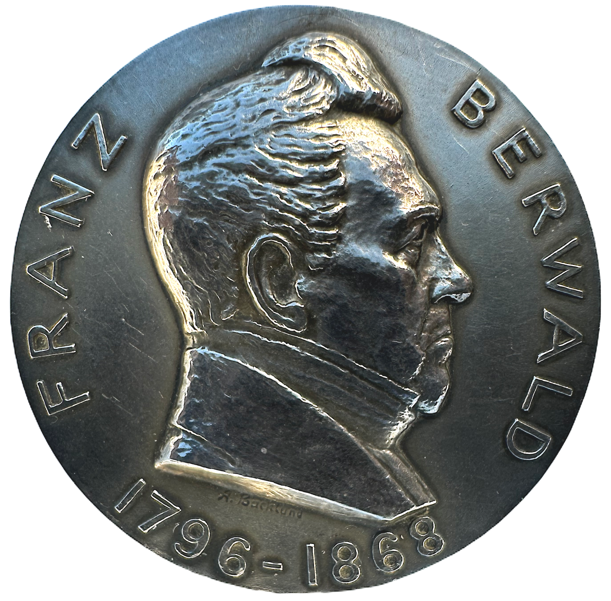 Franz Berwald 1796-1868 - Pampig silvermedalj - Berwaldhallen på Gärdet namngiven efter denna svenska kompositör