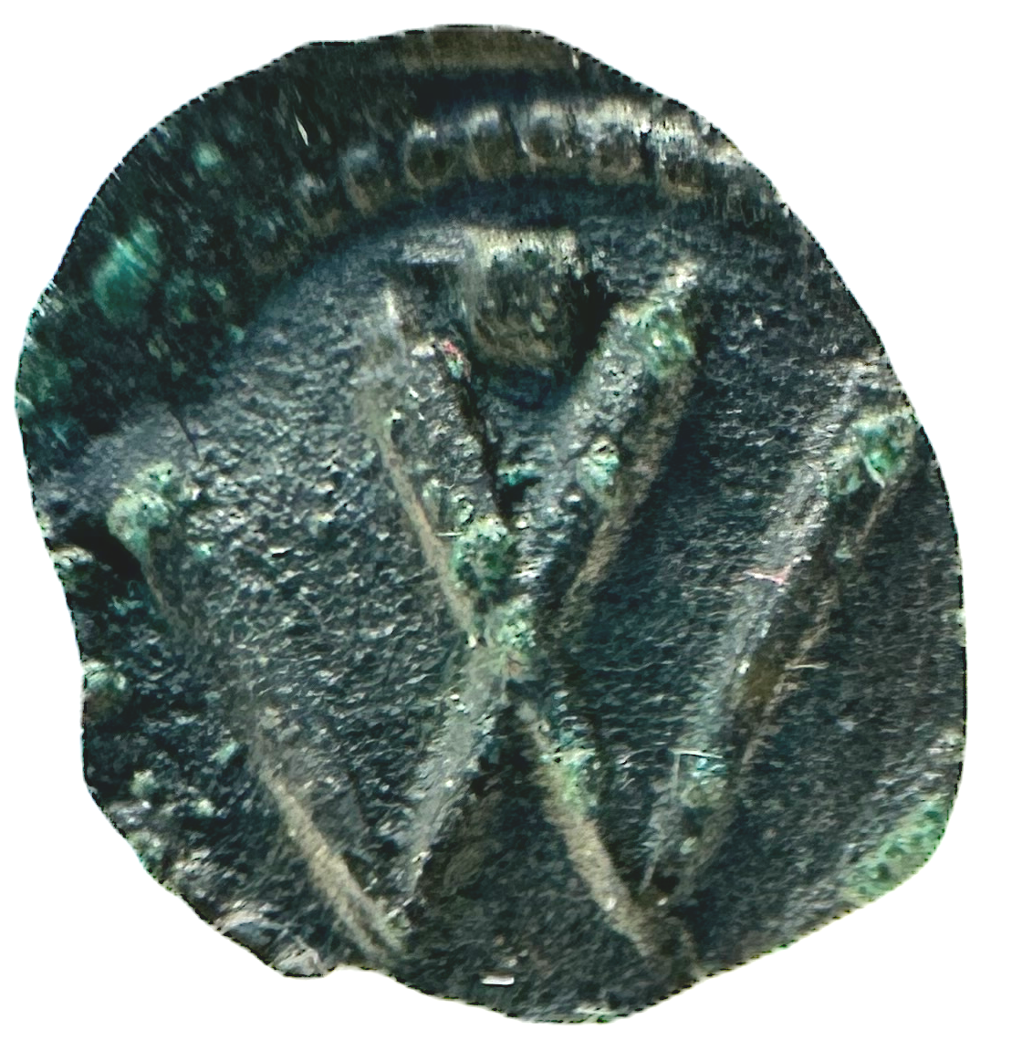 Gotland, Visby - Period III cirka 1290 - cirka 1450 - W-brakteat med härligt skarp prägling