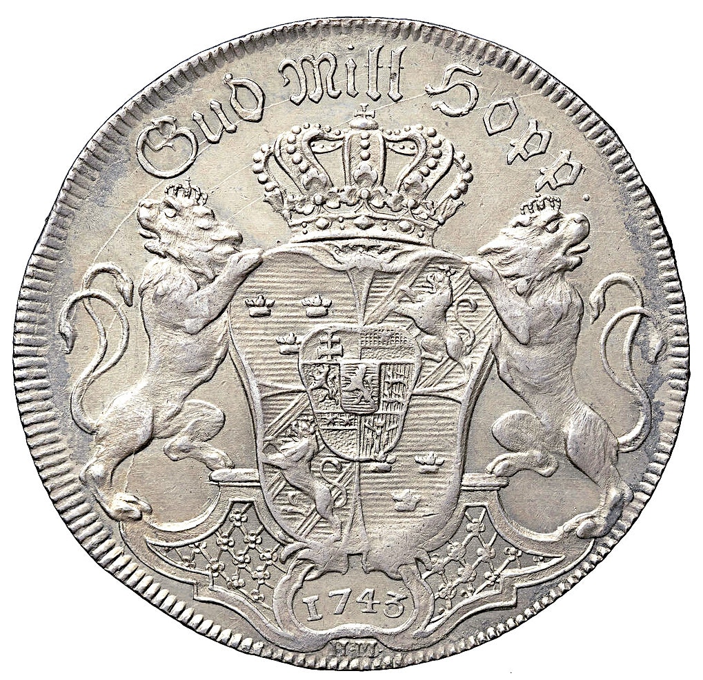 Fredrik I - Riksdaler 1743 - Vackert exemplar med fin lyster