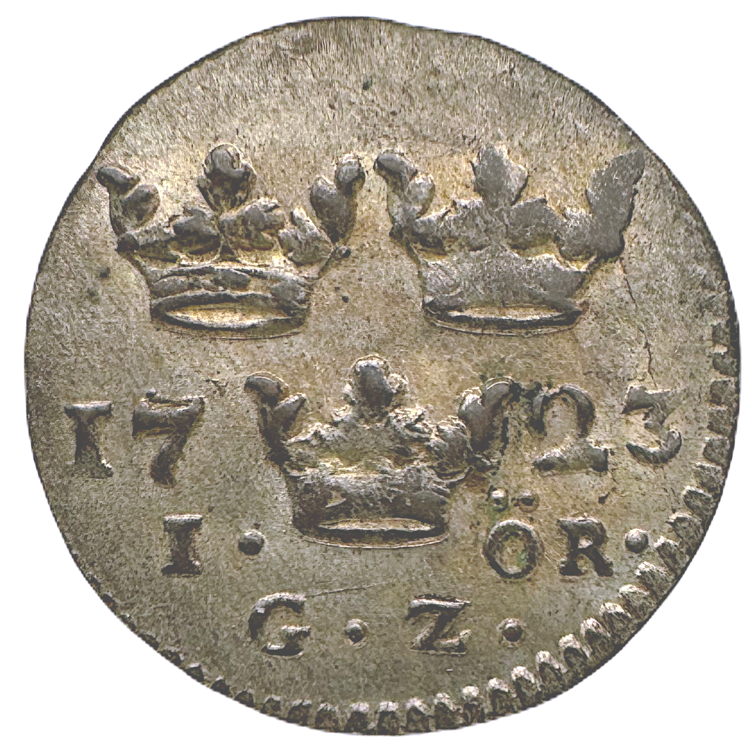 Frederik I - 1 Öre 1723 GZ med kungakkrona B1 - Rent årtal - Vackert exemplar
