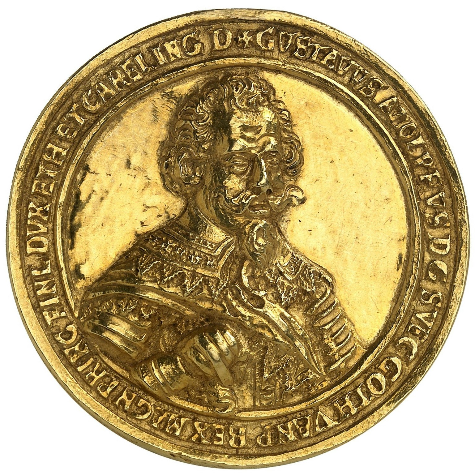 Gustav II Adolf inträder i 30-åriga kriget den 25 juni 1630 - UNIK guldmedalj i 10 dukaters vikt - Pris på förfrågan