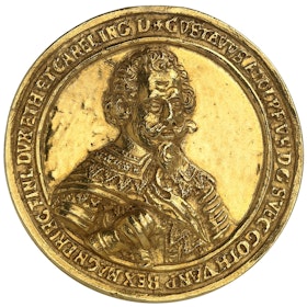 Gustav II Adolf inträder i 30-åriga kriget den 25 juni 1630 - UNIK guldmedalj i 10 dukaters vikt - Pris på förfrågan