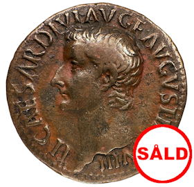 Romerska riket. Tiberius 14-37 e.Kr. As  med härligt porträtt i hög relief
