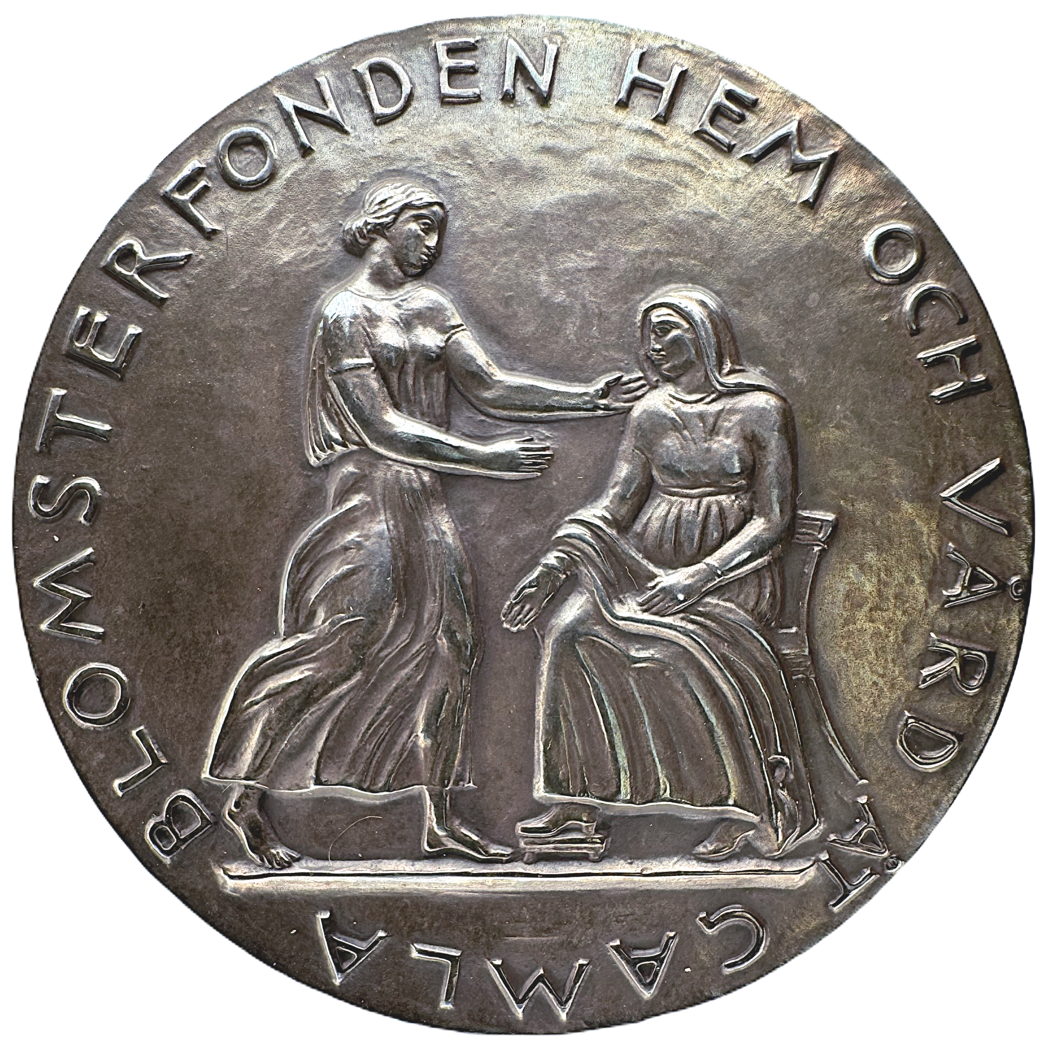 Gustav V - Blomsterfonden - grundad 1921 av Alma Hedin, syster till upptäcktsresanden Sven Hedin. Silvermedalj av Axel Wallenberg - Underbar modernistisk medalj från 1929 - EXTREMT SÄLLSYNT