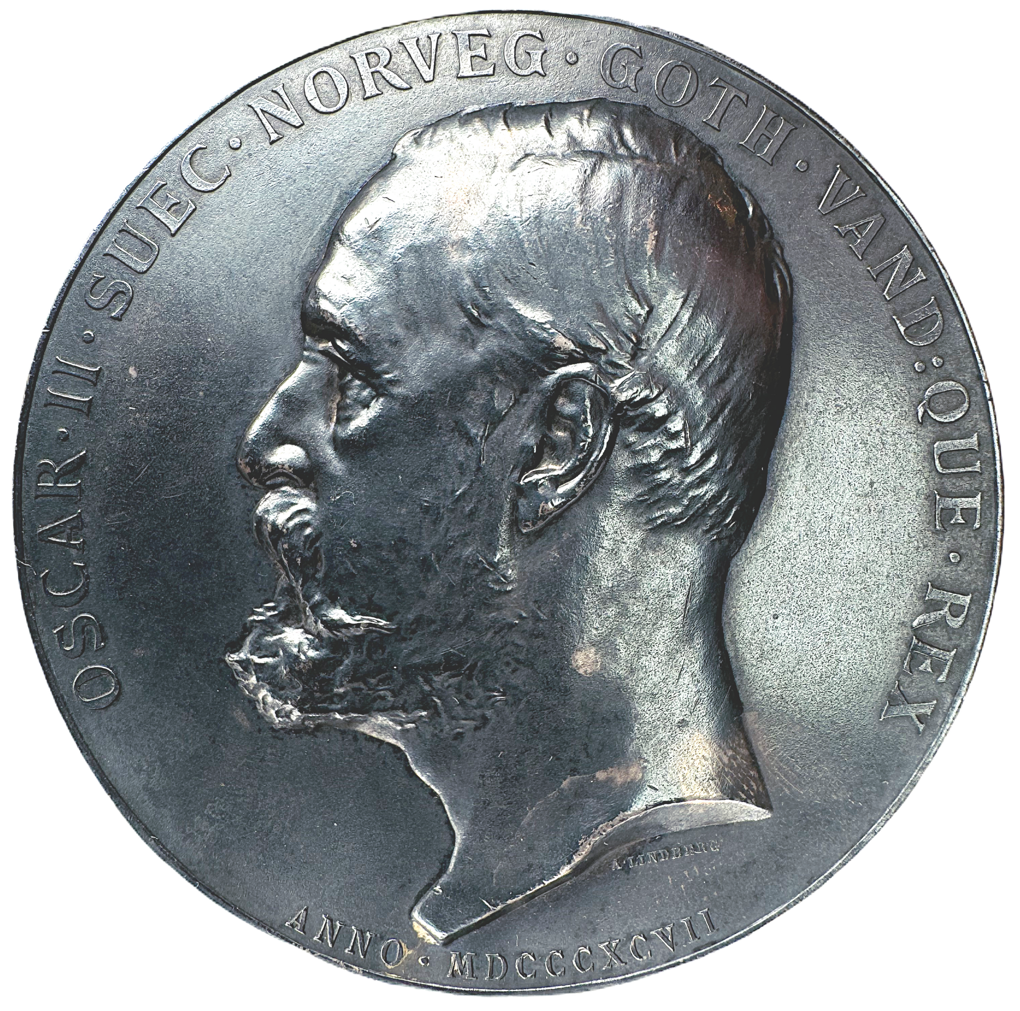 Oskar II:s  25-års regeringsjubileum 1897 - Sällsynt i silver graverad av Adolf Lindberg