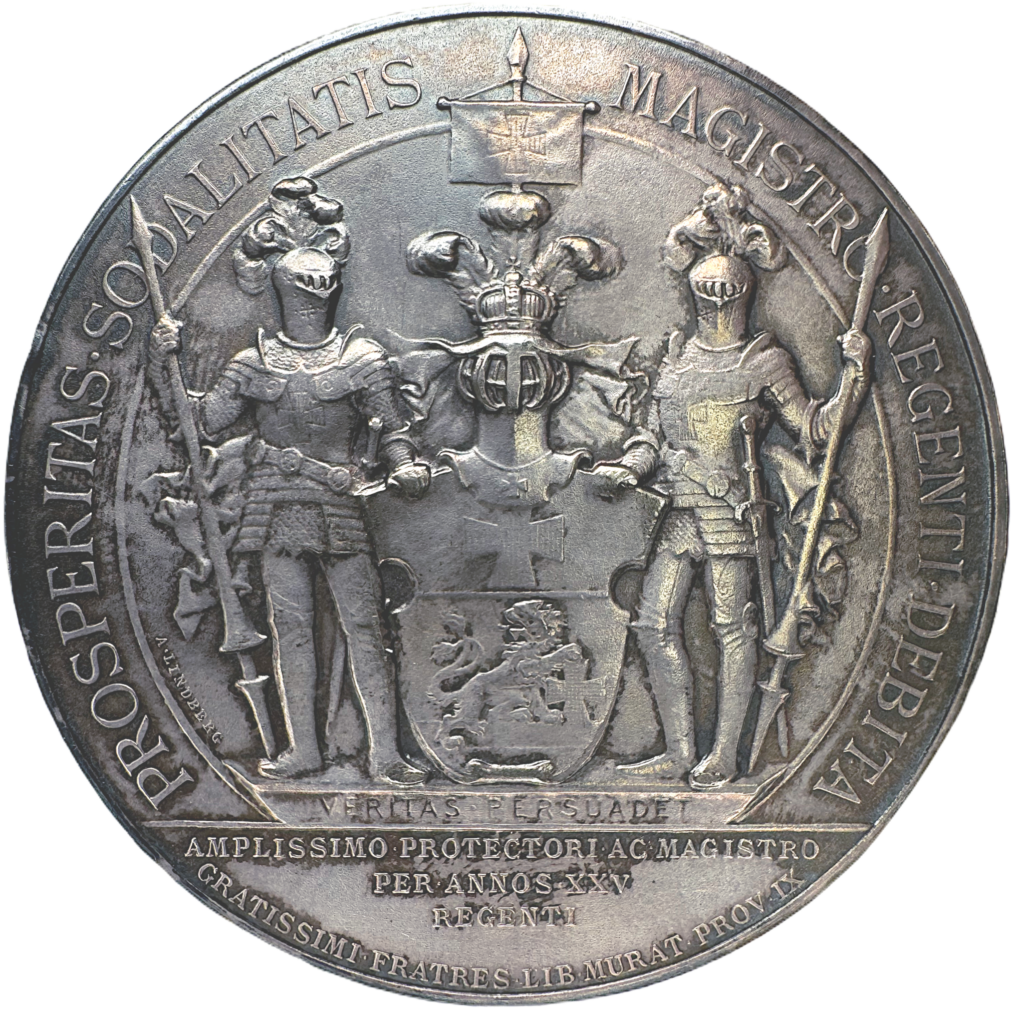 Oskar II:s  25-års regeringsjubileum 1897 - Sällsynt i silver graverad av Adolf Lindberg