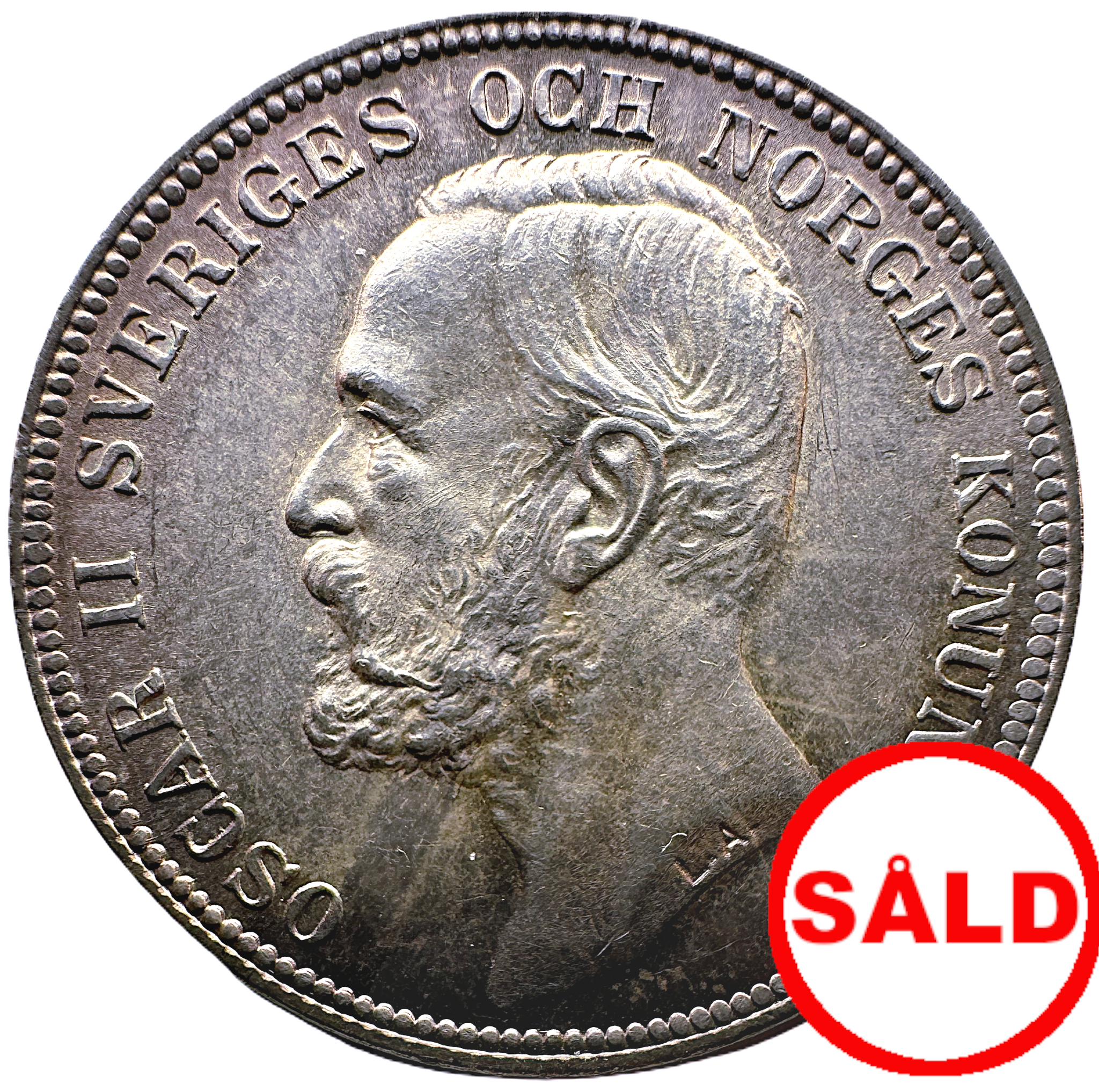 Oskar II, 2 Kronor 1898, med lock i nacken - Vackert ocirkulerat exemplar