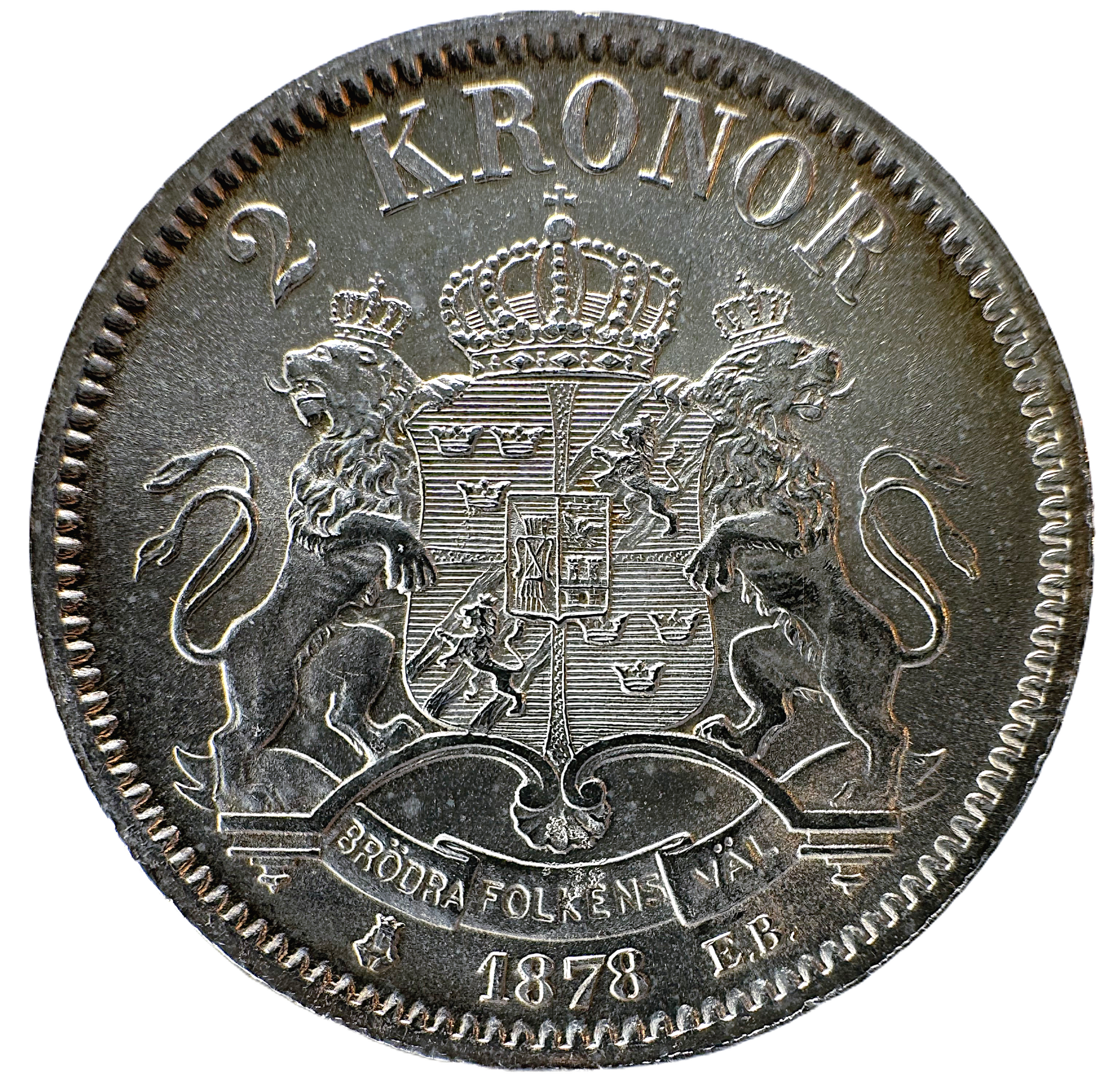Oskar II - 2 Kronor 1878 med O - Ett underbart exemplar