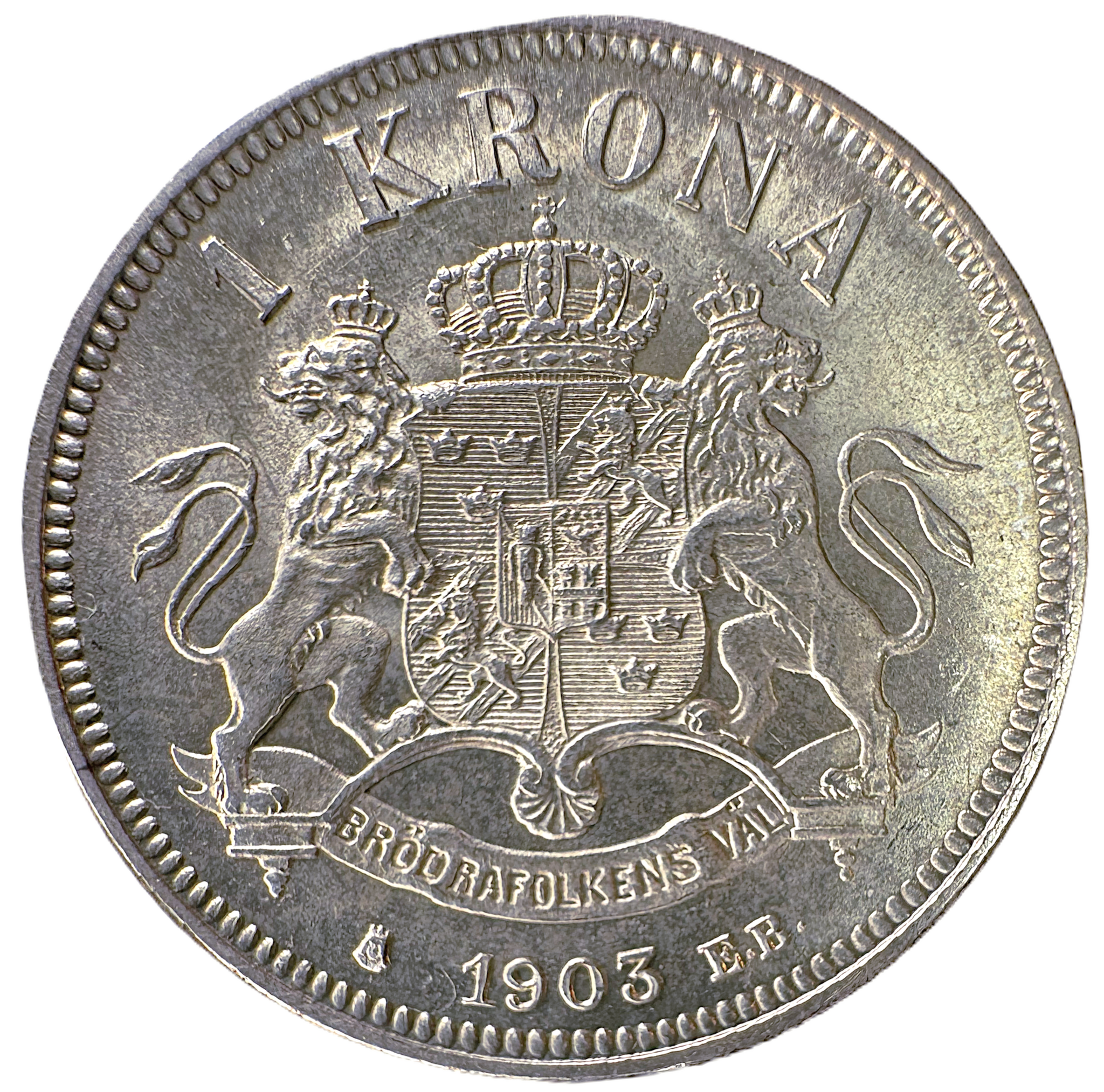 Oskar II - 1 Krona 1903 - Vackert ocirkulerat exemplar - Ex. Aurum