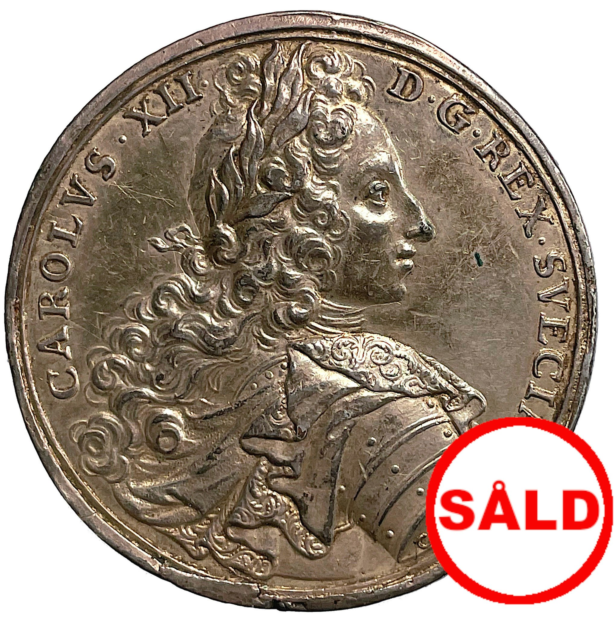 Karl XII och svenskarnas lysande seger över en mångdubbelt större rysk här vid Narva den 20 november 1700  av Carl Gustav Hartman - RRR i försilvrat tenn - Enda noterade exemplaret!