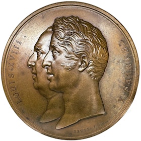 Frankrike, Charles X - Färdigställandet av Palais de la Bourse och handelsdomstolen i Paris 1825 av Louis-Michel Petit