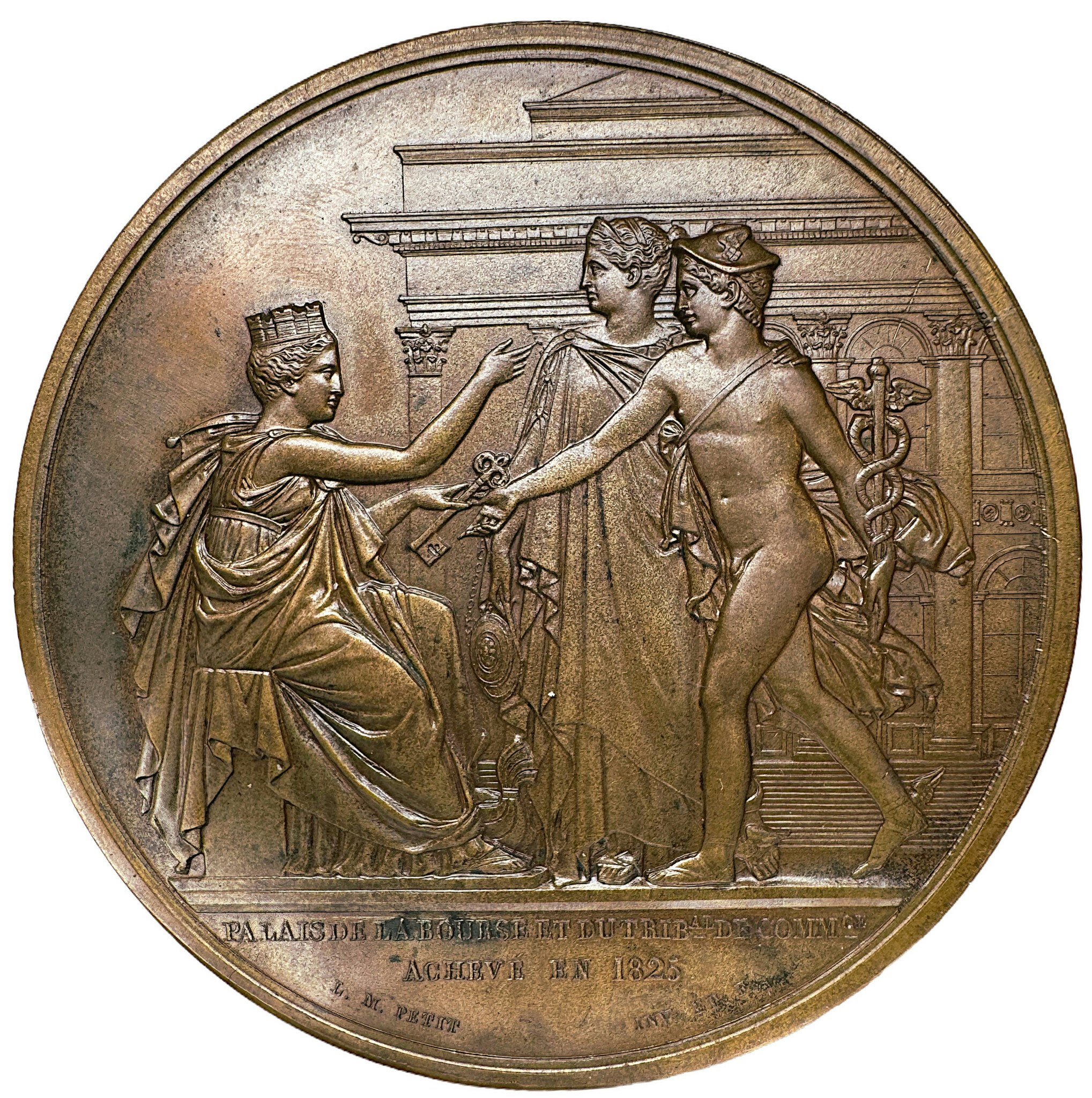 Frankrike, Charles X - Färdigställandet av Palais de la Bourse och handelsdomstolen i Paris 1825 av Louis-Michel Petit