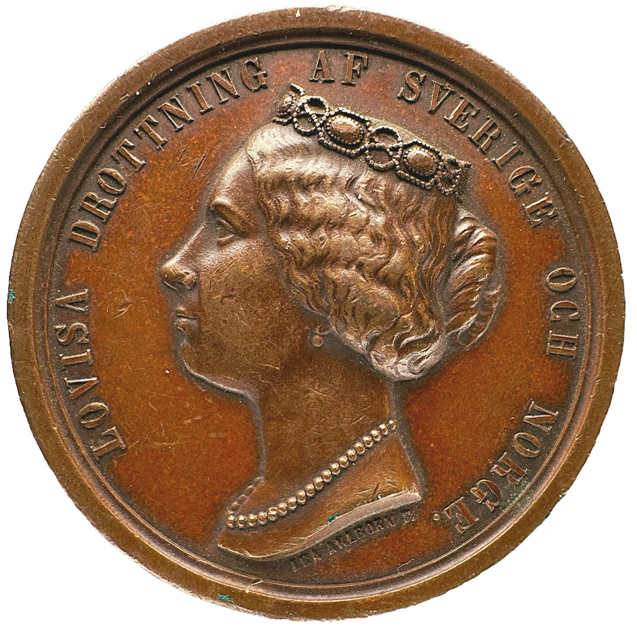 Drottning Lovisas död den 30 mars 1871 av Lea Ahlborn - Sällsynt i brons - Tilltalande exemplar