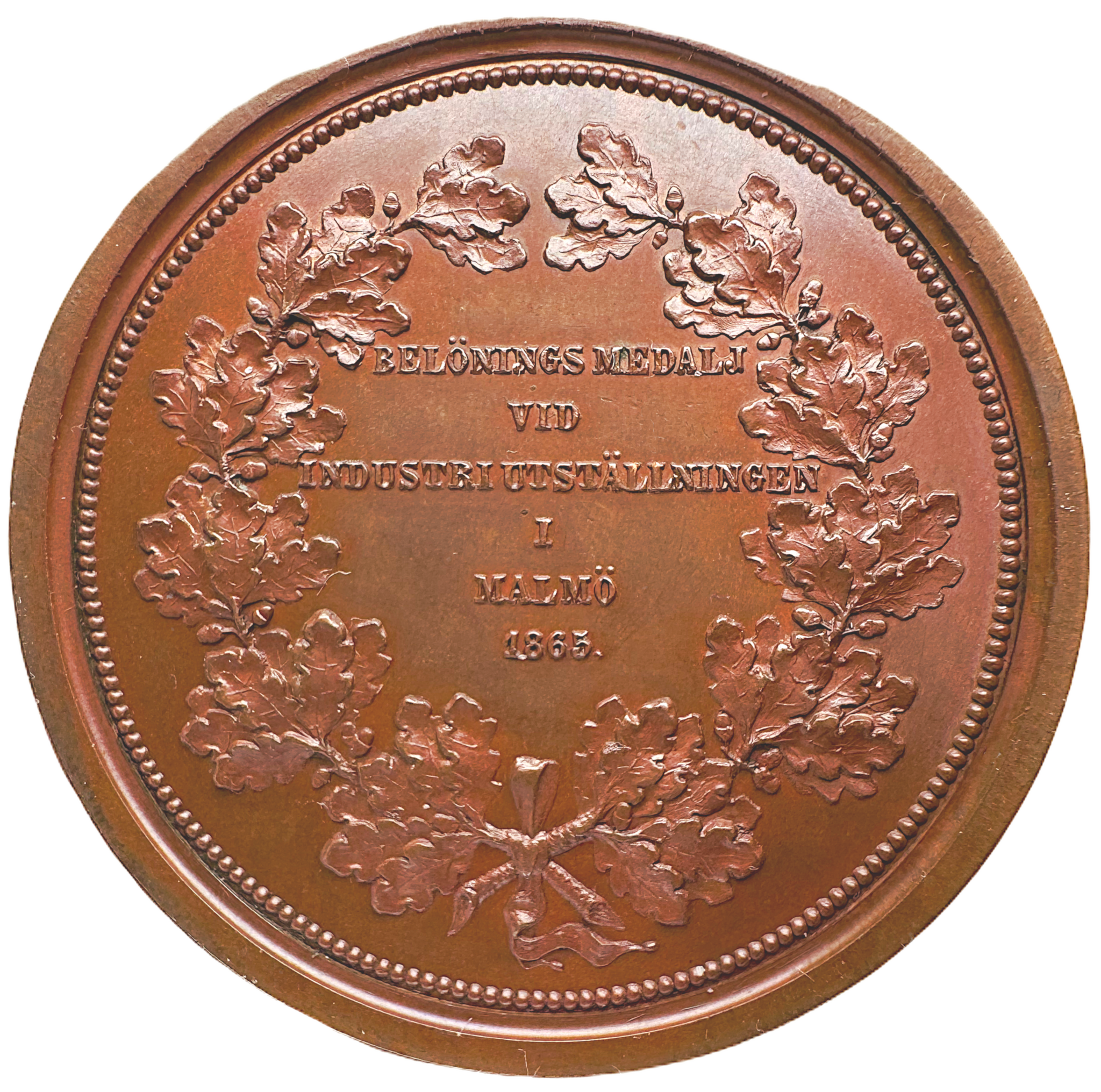Karl XV - Belöningsmedalj vid industriutställningen i Malmö 1865 av Lea Ahlborn - Ett underbart toppexemplar med full lyster