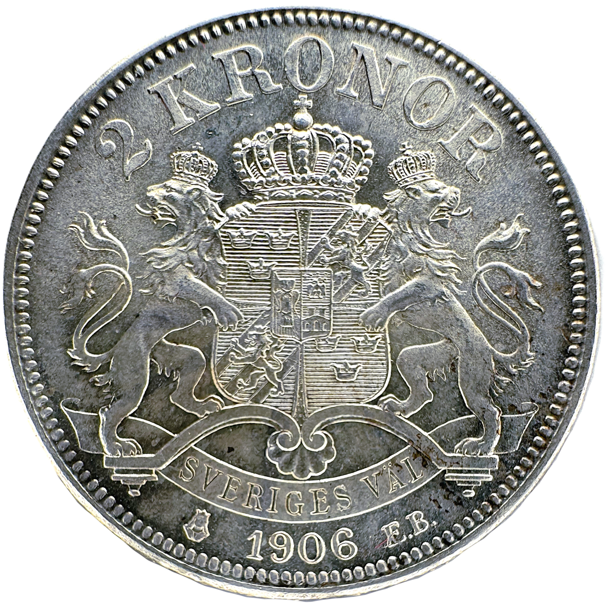 Oskar II - 2 Kronor 1906  - Ett vackert ocirkulerat exemplar
