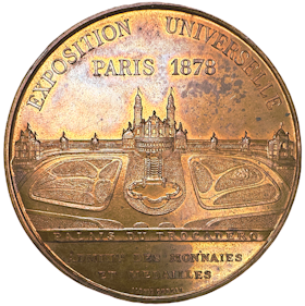 Världsutställningen i Paris 1878 - Vacker utställningsmedalj av Eugène-André Oudiné och Alphée Dubois