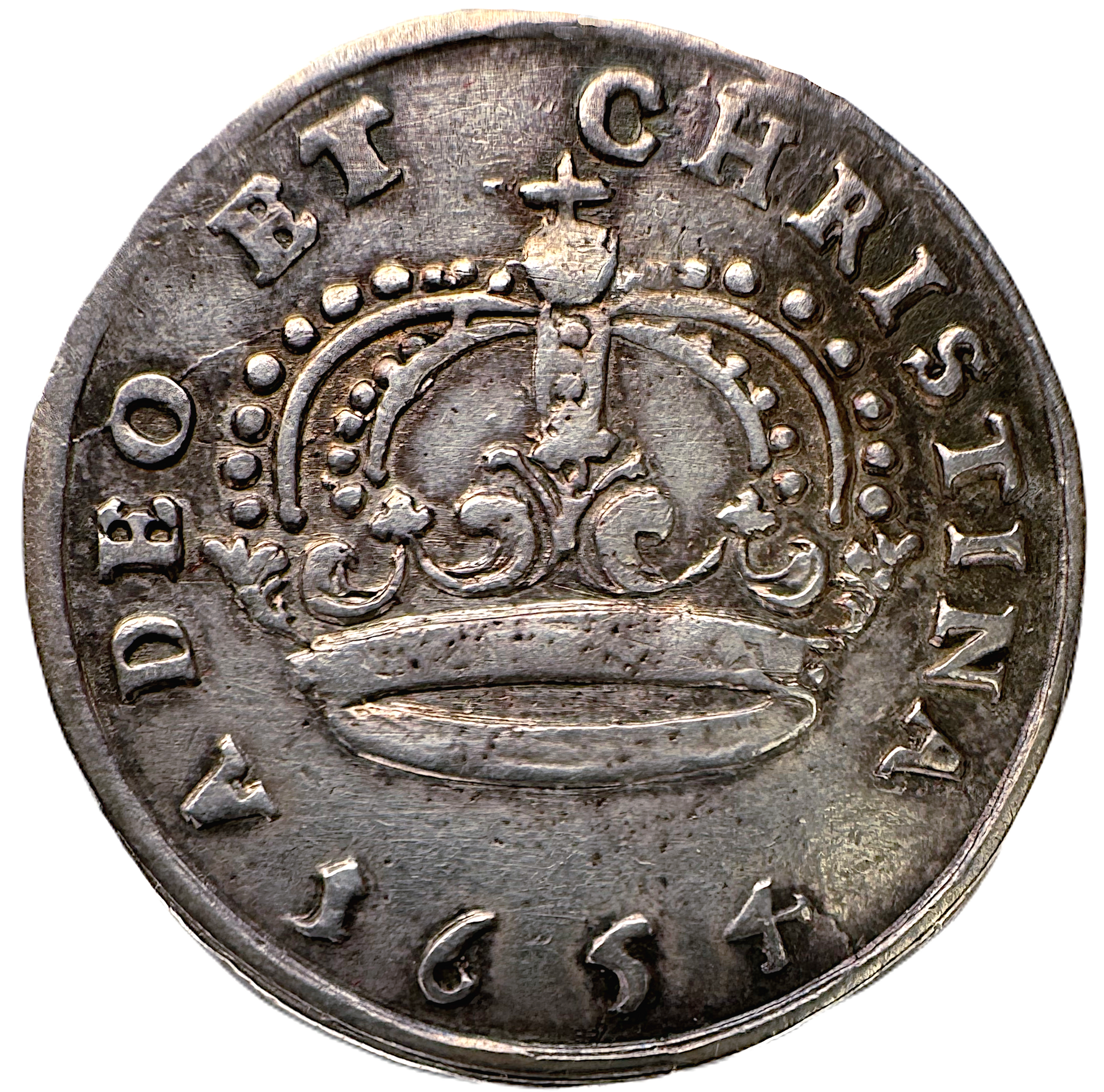 Karl X Gustav:s kröning - 2 Mark 1654 - Trevligt exemplar med vacker skimrande originalton