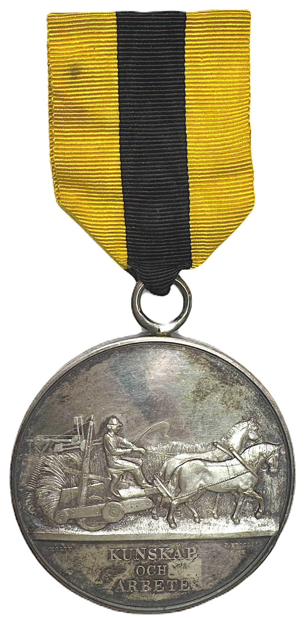 Skaraborgs läns kungliga hushållningssällskaps belöningsmedalj av Johannes Edvard Ericsson (1862) - Komplett helobjekt med etui och band