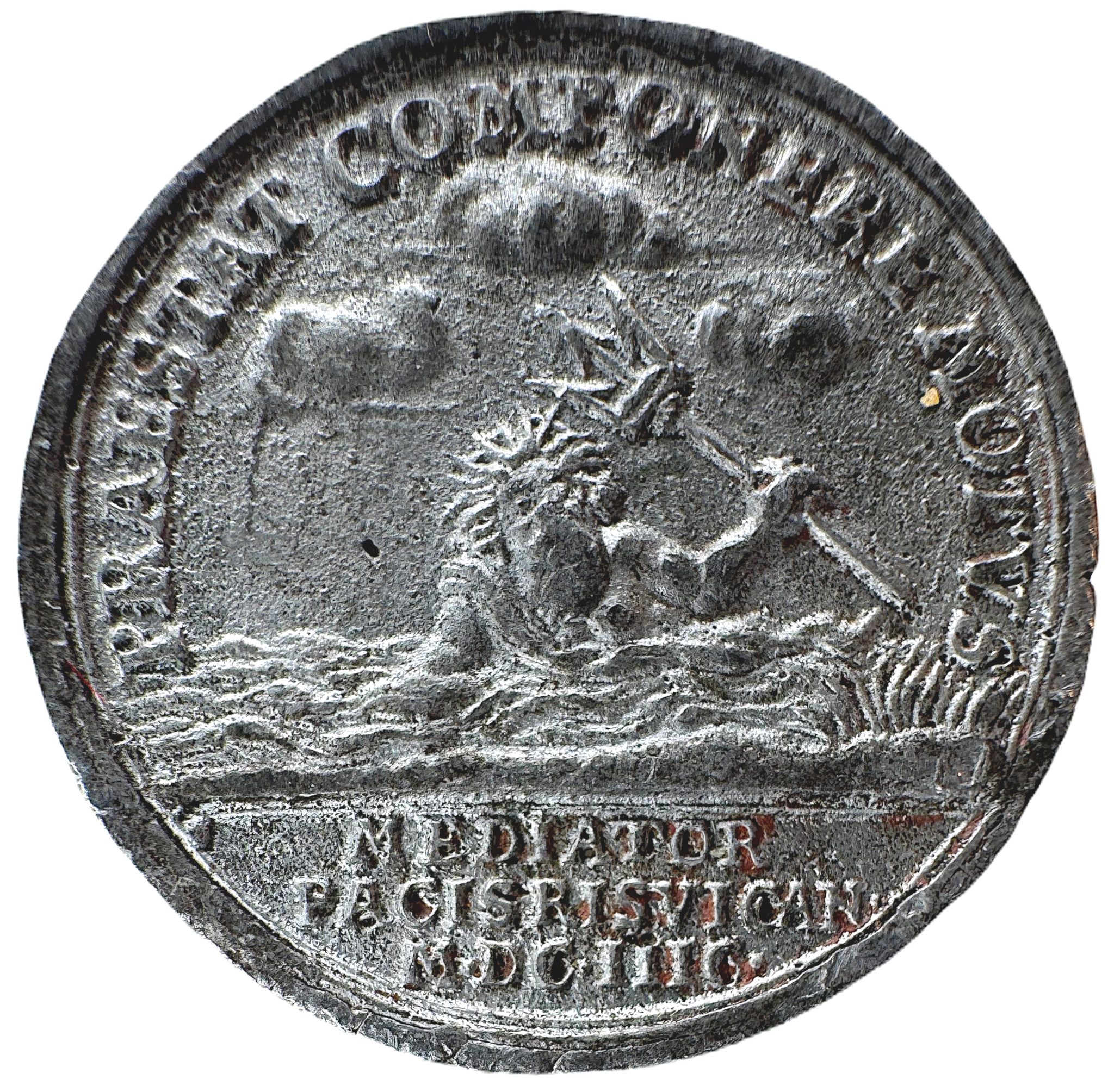 Karl XII uppträder som medlare vid den mellan Frankrike och dess fiender i Ryswick i Holland avslutade freden den 20 september och den 30 oktober 1697 av Christian Wermuth (Gotha) - Ex. Bonde - RRR