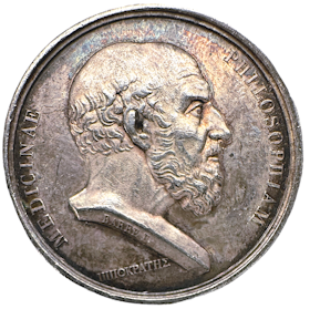 Frankrike - Medicinska Sällskapet i Lyon, (1832-41). Paris - Hippokrates från Kos - Läkekonstens fader