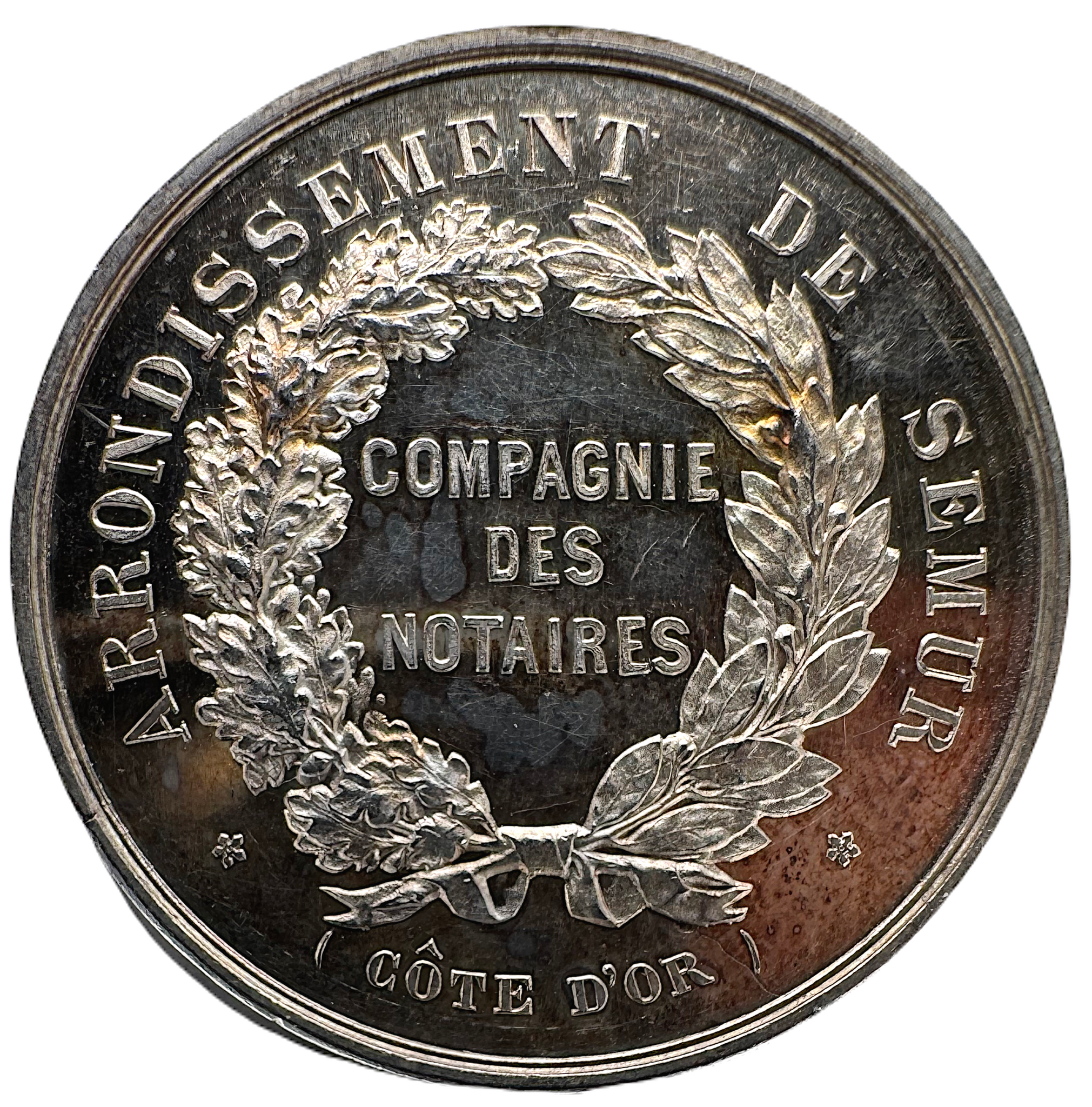 Frankrike 1867 - Silvermedalj Notariatskammaren i arrondissementet Semur