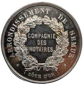 Frankrike 1867 - Silvermedalj Notariatskammaren i arrondissementet Semur