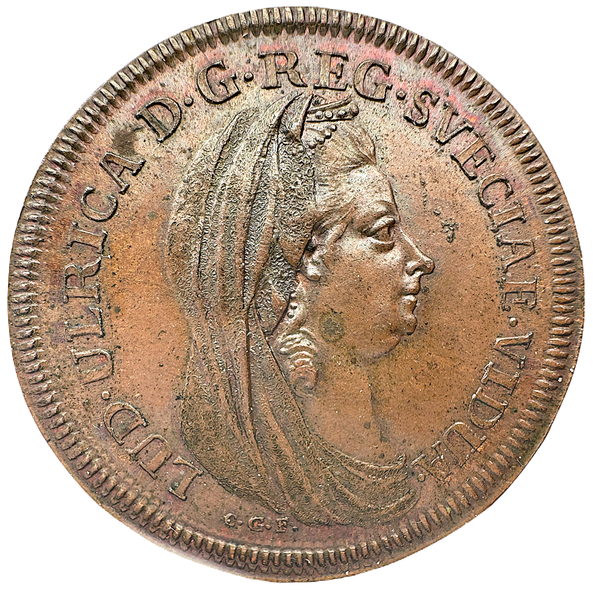 Lovisa Ulrikas begravning 1782 - Kastpenning 1/3 Riksdaler - Avslag i brons - Extremt sällsynt - RRR