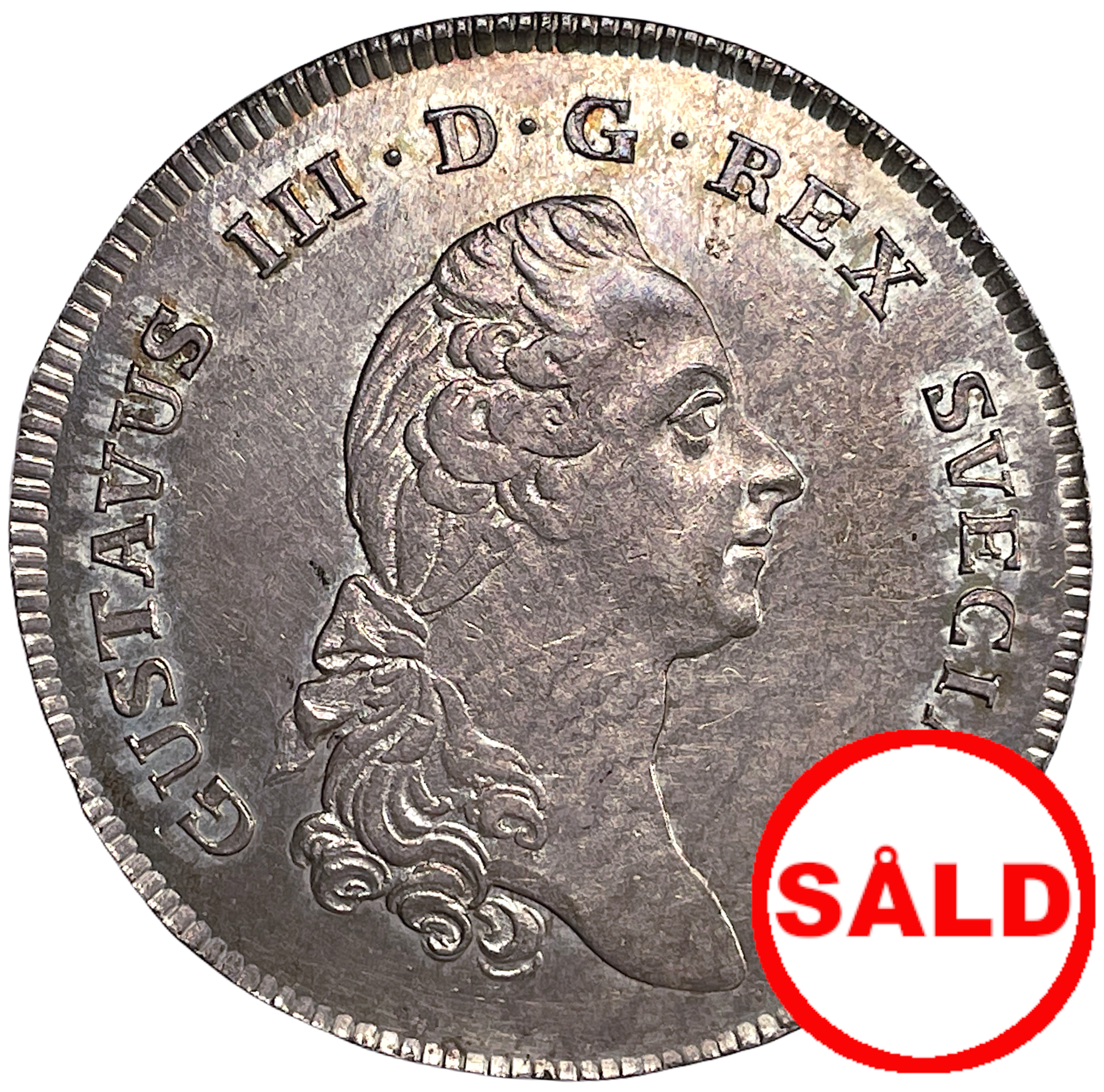 Gustav III - Riksdaler 1787/3 - Mycket vackert exemplar