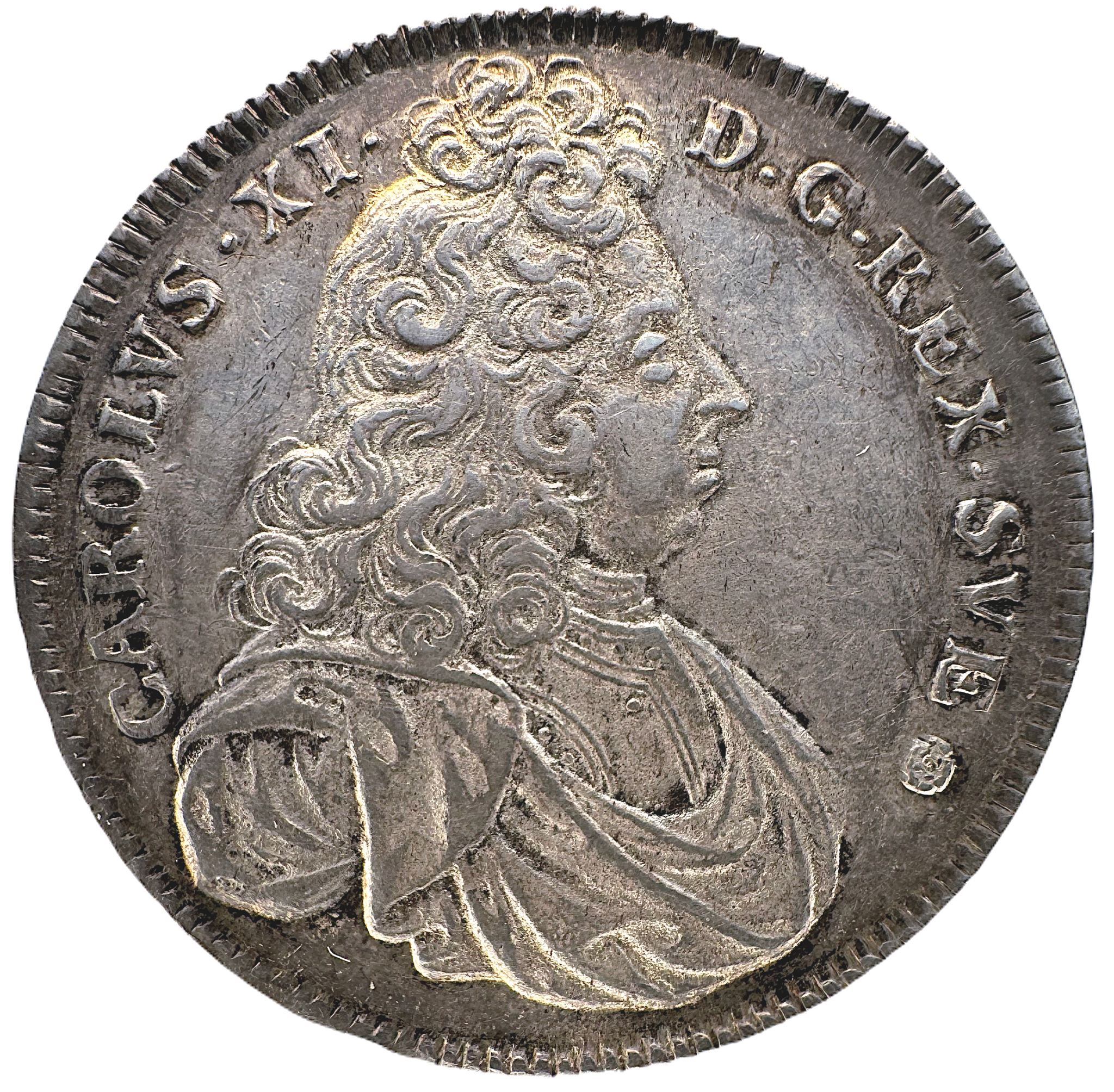 Karl XI - 8 Mark 1693 - Ett underbart vackert exemplar med fin lyster och frostad relief