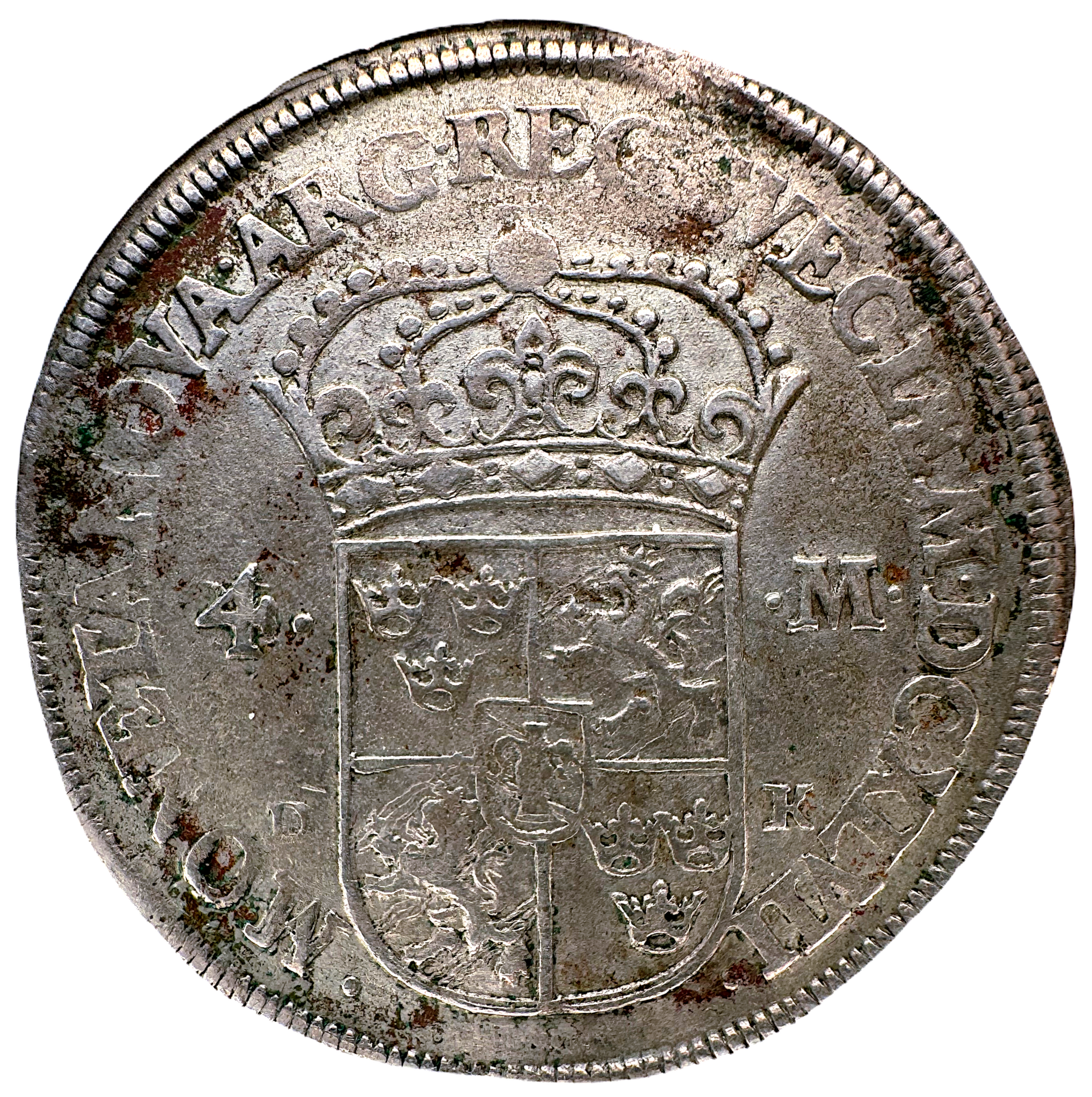 Kristina - 4 Mark 1647 med härligt detaljrikt porträtt