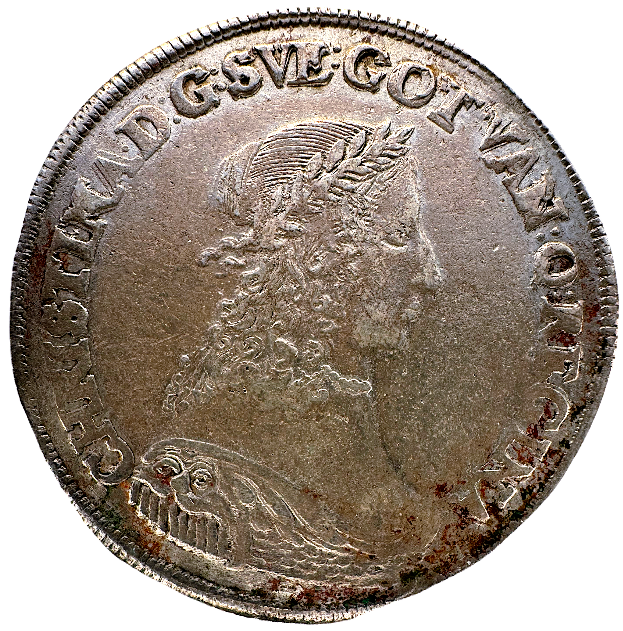 Kristina - 4 Mark 1647 med härligt detaljrikt porträtt