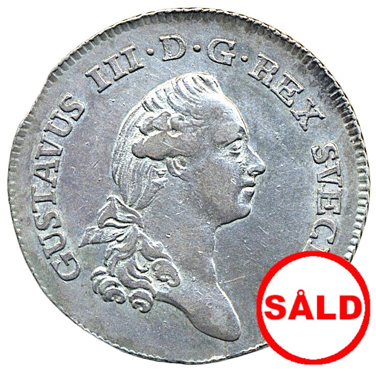 Gustav III - 1/3 Riksdaler 1783 - Ett tilltalande exemplar