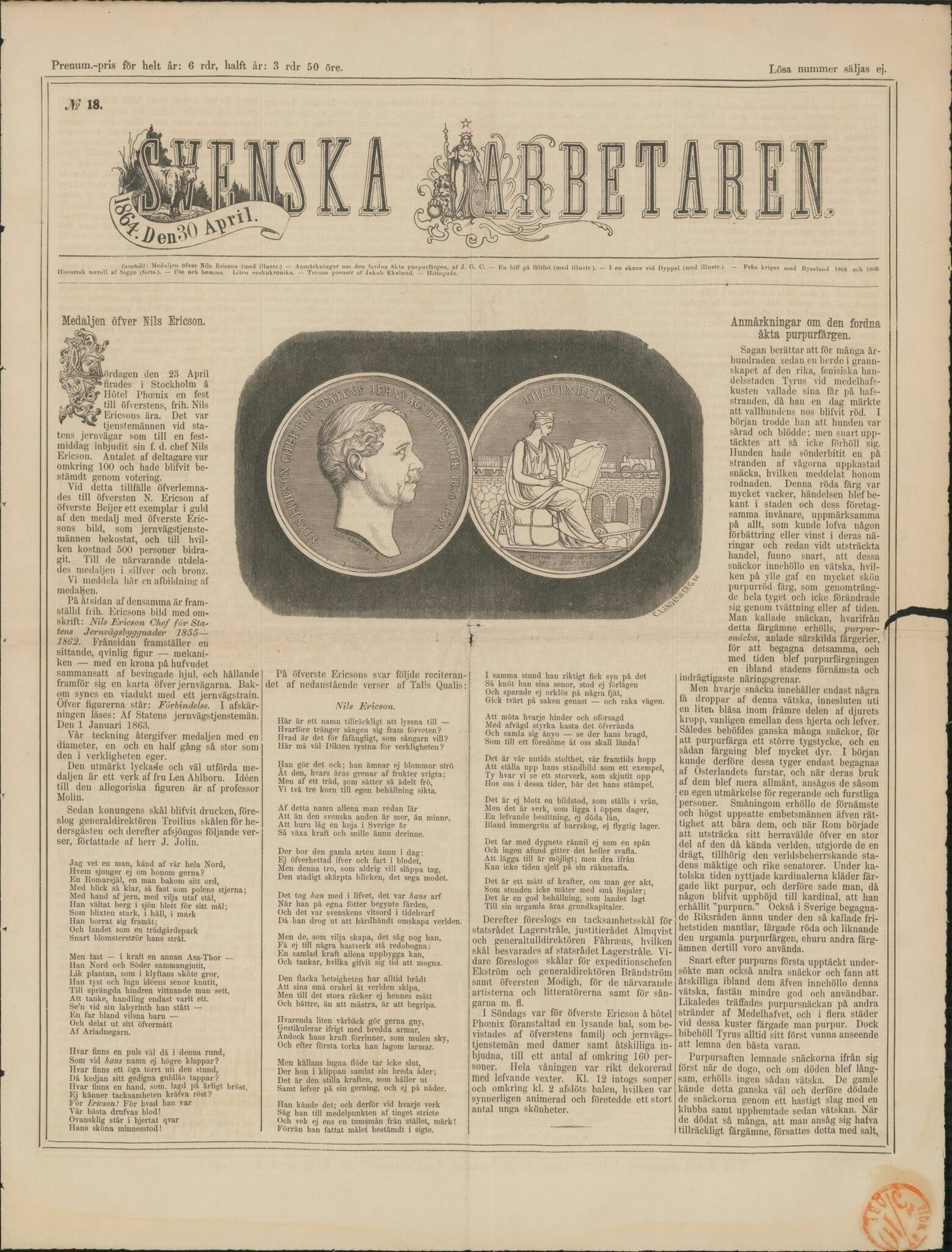 Nils Ericson (1802–1870) av Lea Ahlborn 1864 - Järnviljan som band samman Sverige