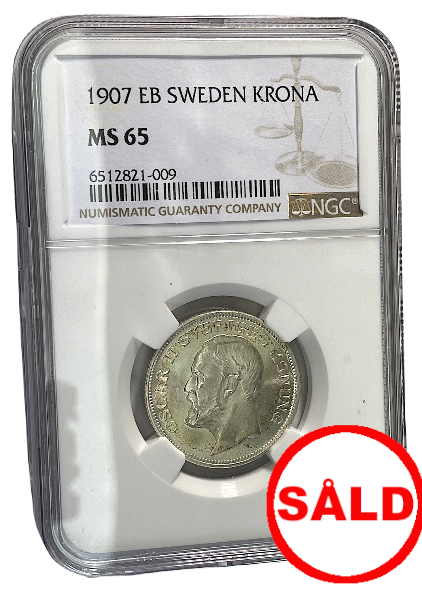 Oskar II - 1 Krona 1907 - Ett underbart exemplar - NGC MS65