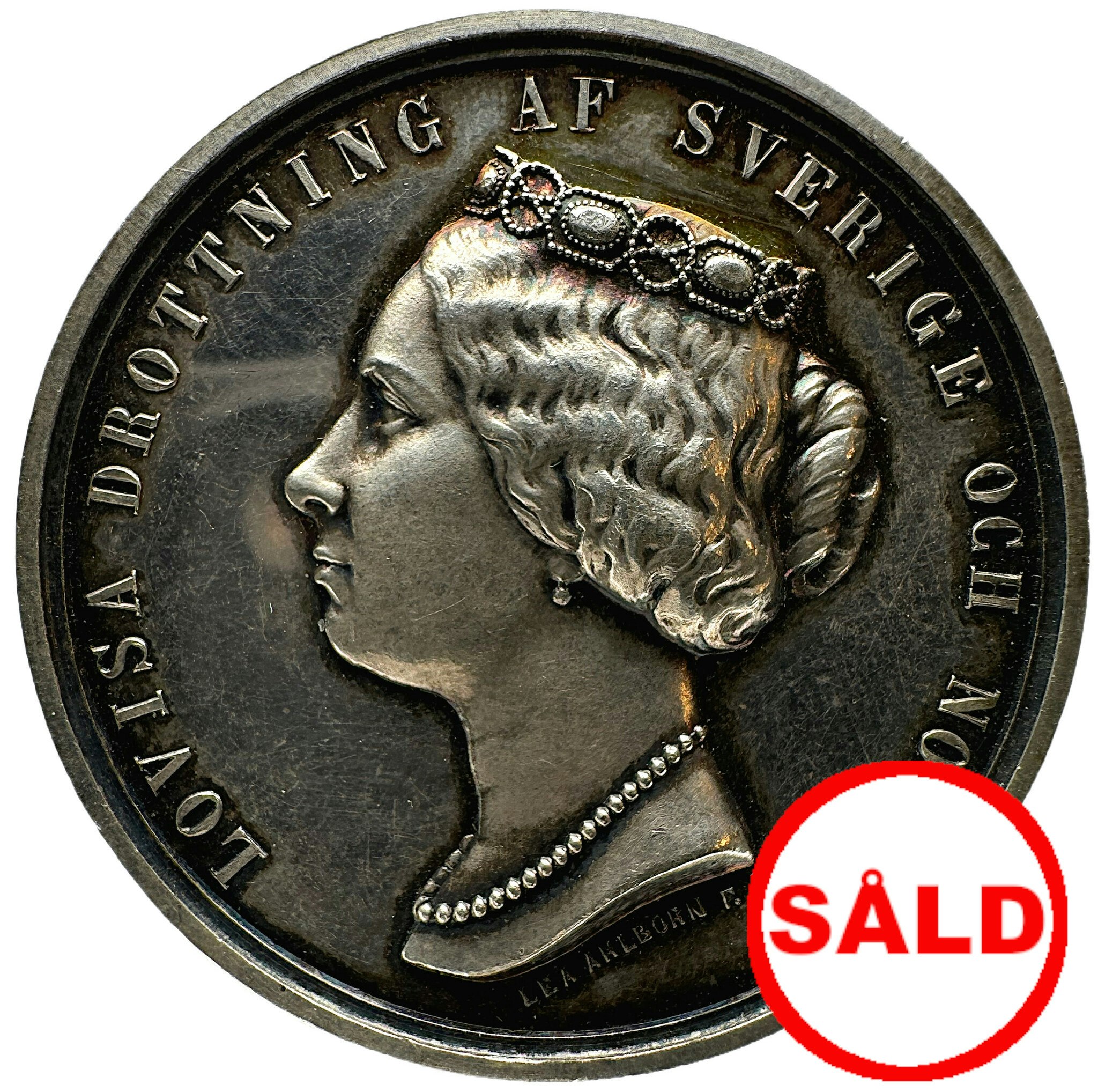 Drottning Lovisas död den 30 mars 1871 av Lea Ahlborn - Sällsynt i silver - Vackert exemplar