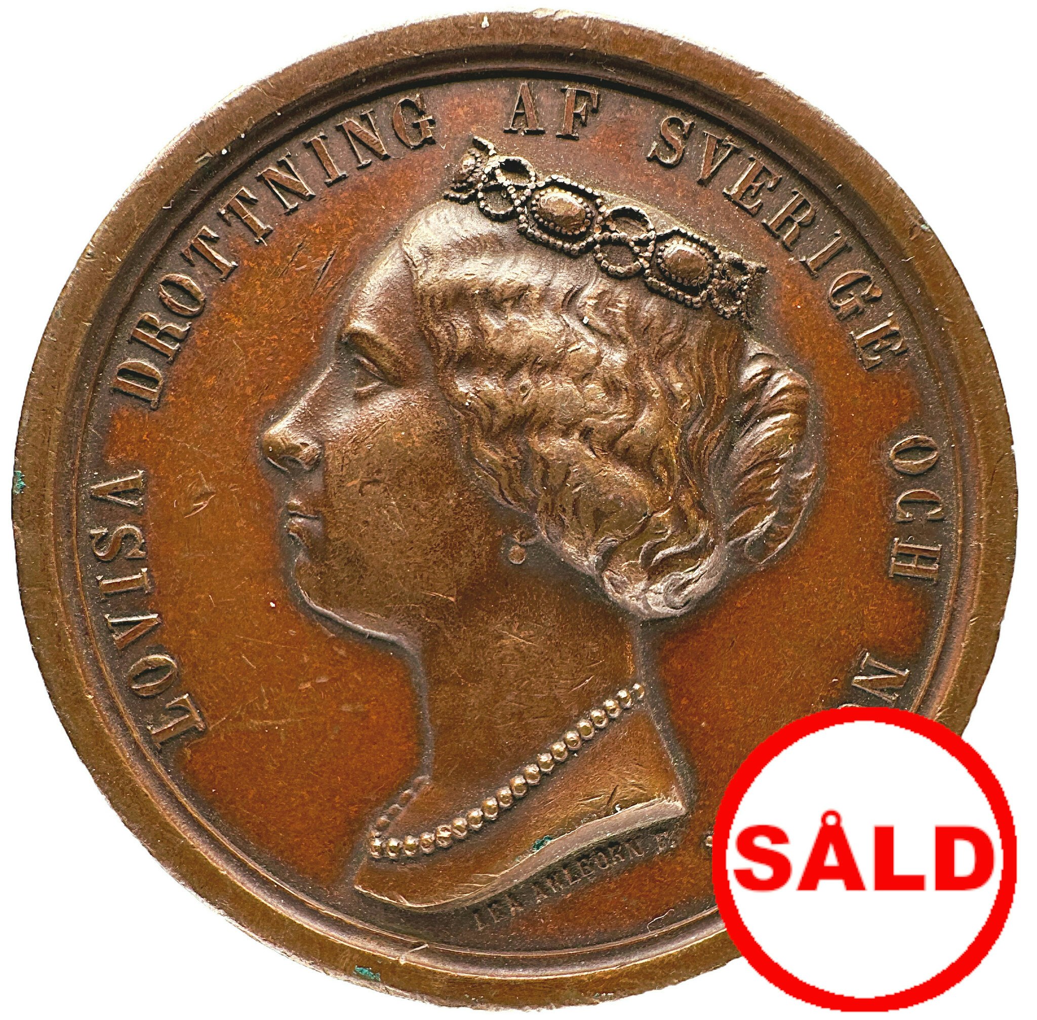 Drottning Lovisas död den 30 mars 1871 av Lea Ahlborn - Sällsynt i brons - Tilltalande exemplar
