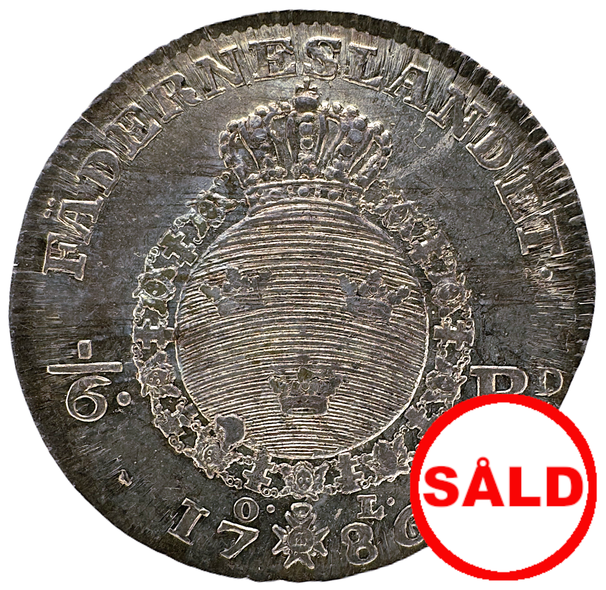 Gustav III - 1/6 Riksdaler 1786 - Härlig lyster
