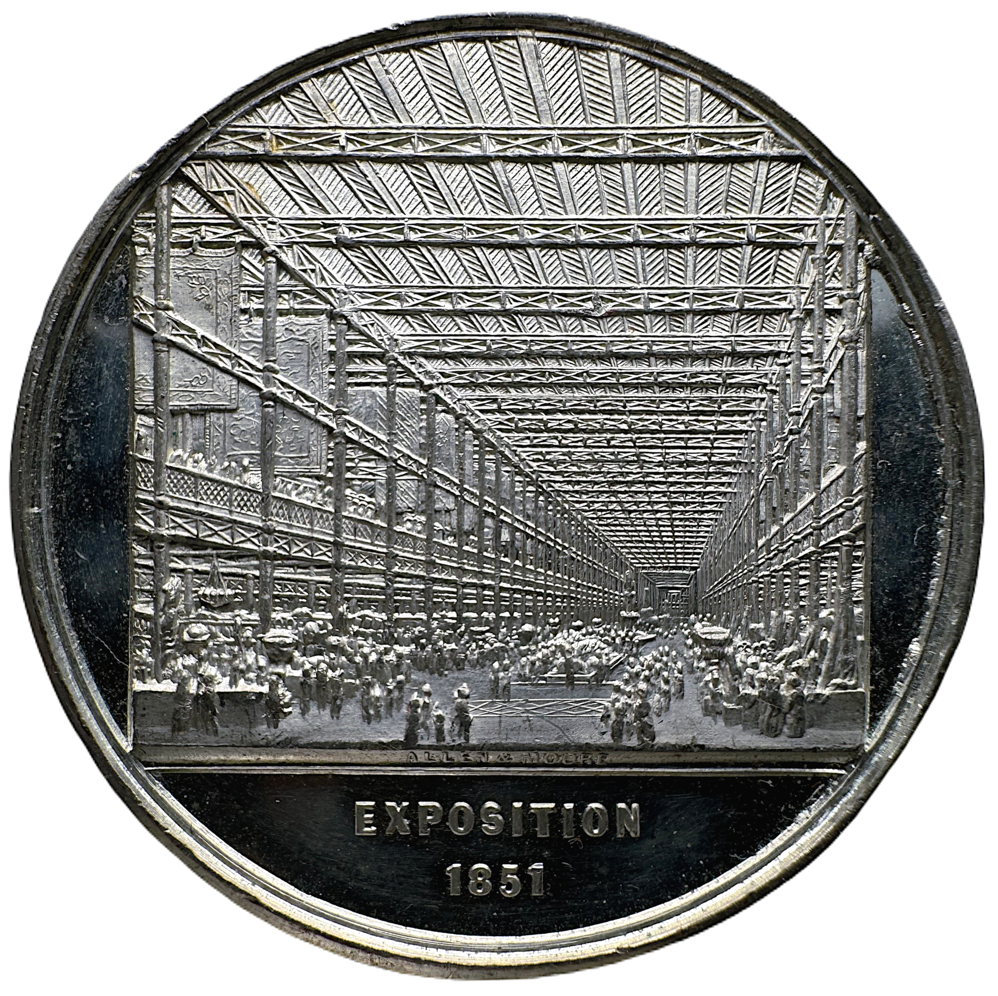 1851 års världsutställning i London - Underbart arkitektonisk medalj i superb kvalitet