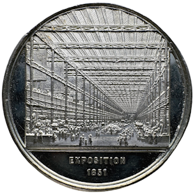 1851 års världsutställning i London - Underbart arkitektonisk medalj i superb kvalitet
