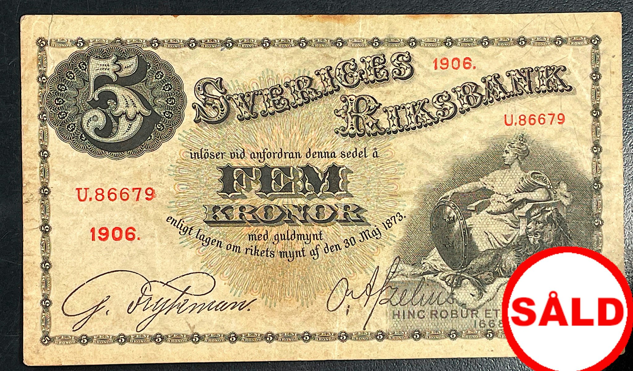 Oskar II - 5 Kronorsedel 1906