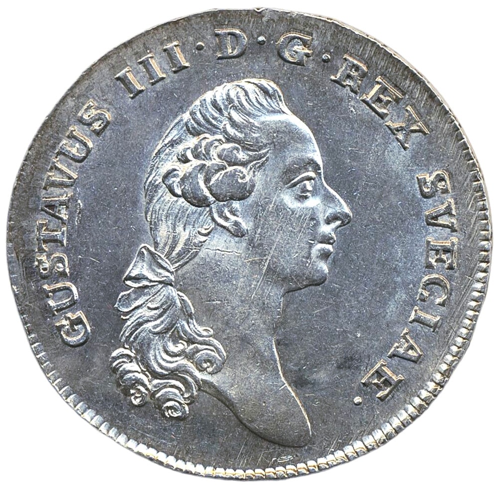 Gustav III - Riksdaler 1787 på 3 - Ett härligt exemplar