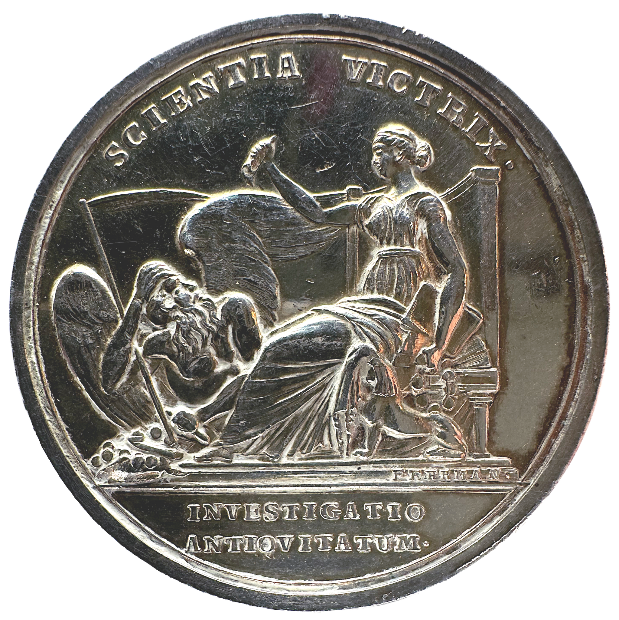Gustav III  - Kungliga Vitterhets Historie och Antikvitetsakademiens antikvariska prismedalj av Carl Gustaf Fehrman (1788)