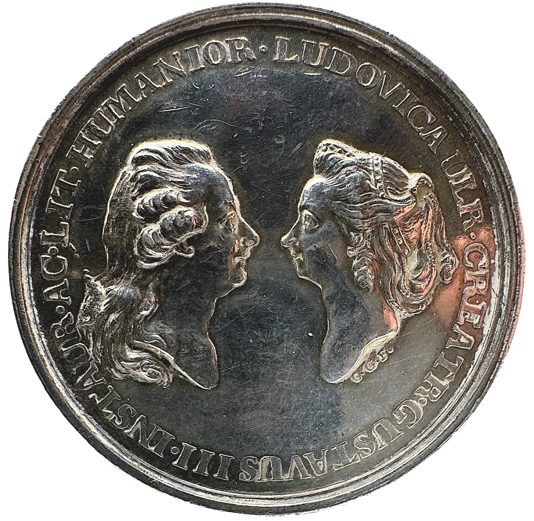 Gustav III  - Kungliga Vitterhets Historie och Antikvitetsakademiens antikvariska prismedalj av Carl Gustaf Fehrman (1788)
