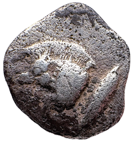 Mysien. Kyzikos cirka 525–475 f.Kr. Hemiobol