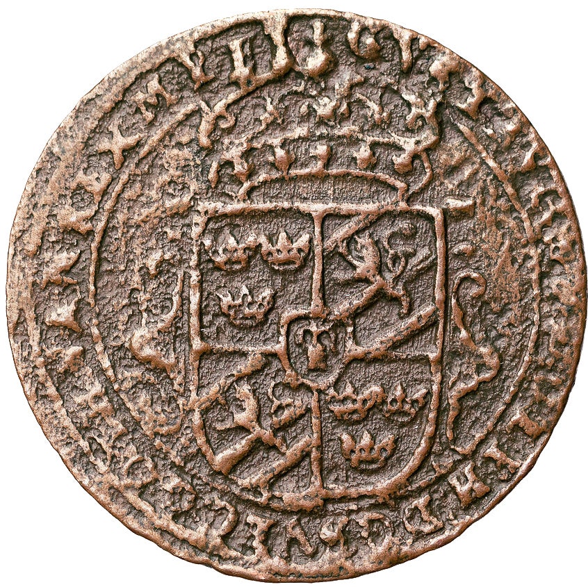 Gustav II Adolf, Nyköping, 1/2 Öre 1627 med välpräglad och tilltalande klassisk grip