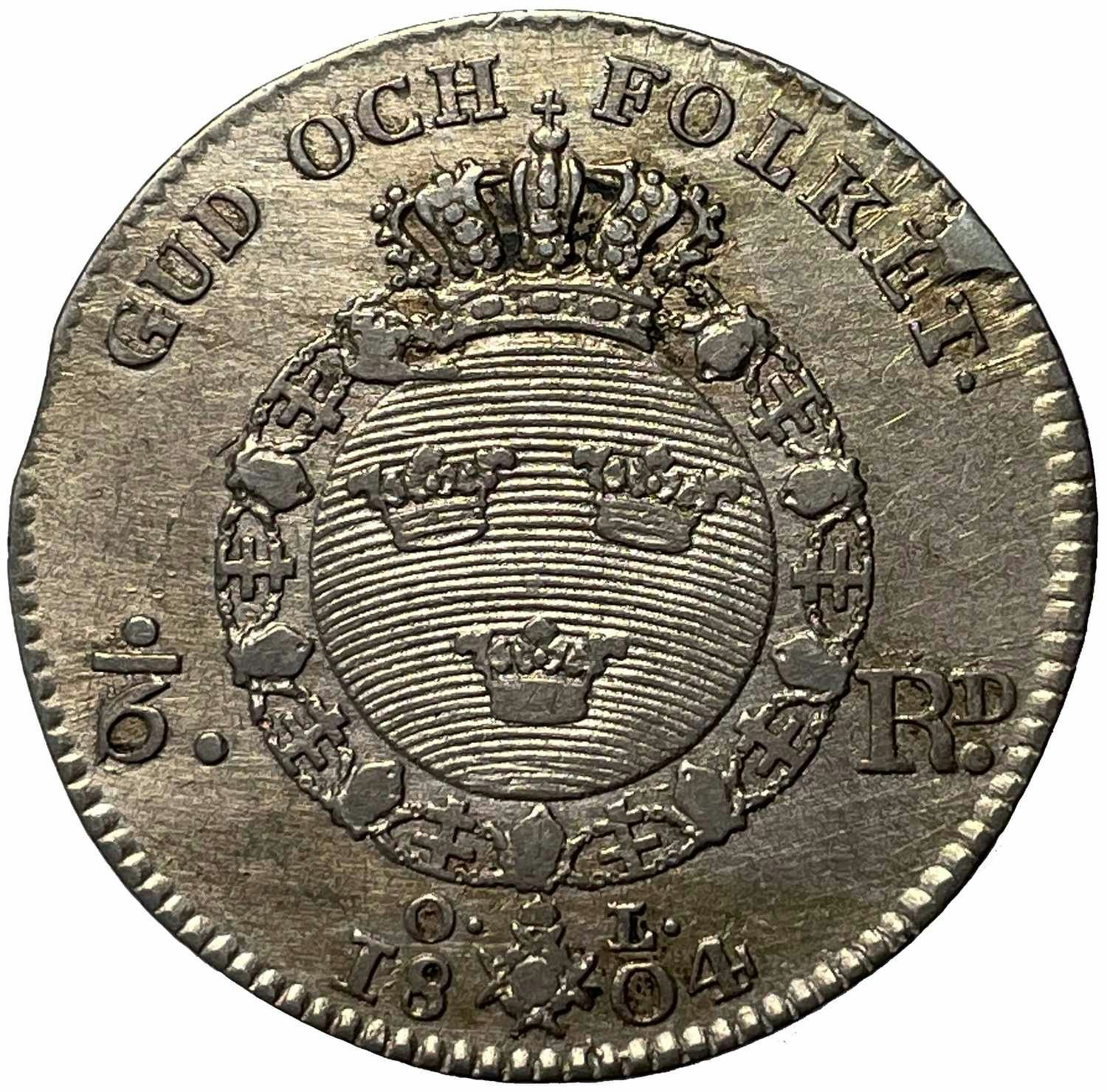 Gustav IV Adolf - 1/6 Riksdaler 1804