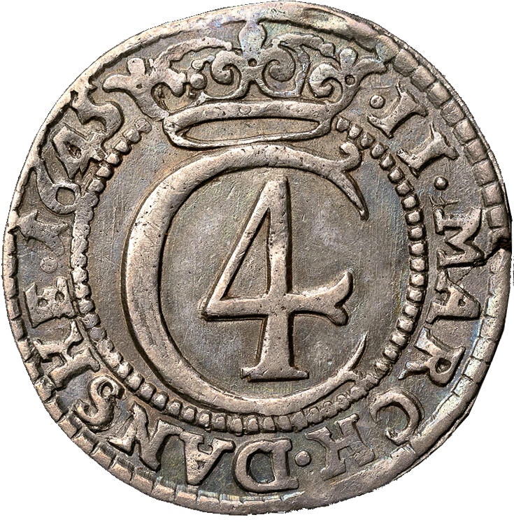 Krigsmynt 1645 utgivna med  anledning  av det Torstenssonska kriget - 2 Mark 1645 - Praktexemplar för typen