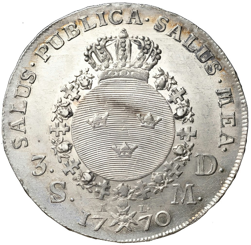 Adolf Fredrik - En vacker 3 Daler SM /Riksdaler 1770 - En kung i skuggan av en stormakt