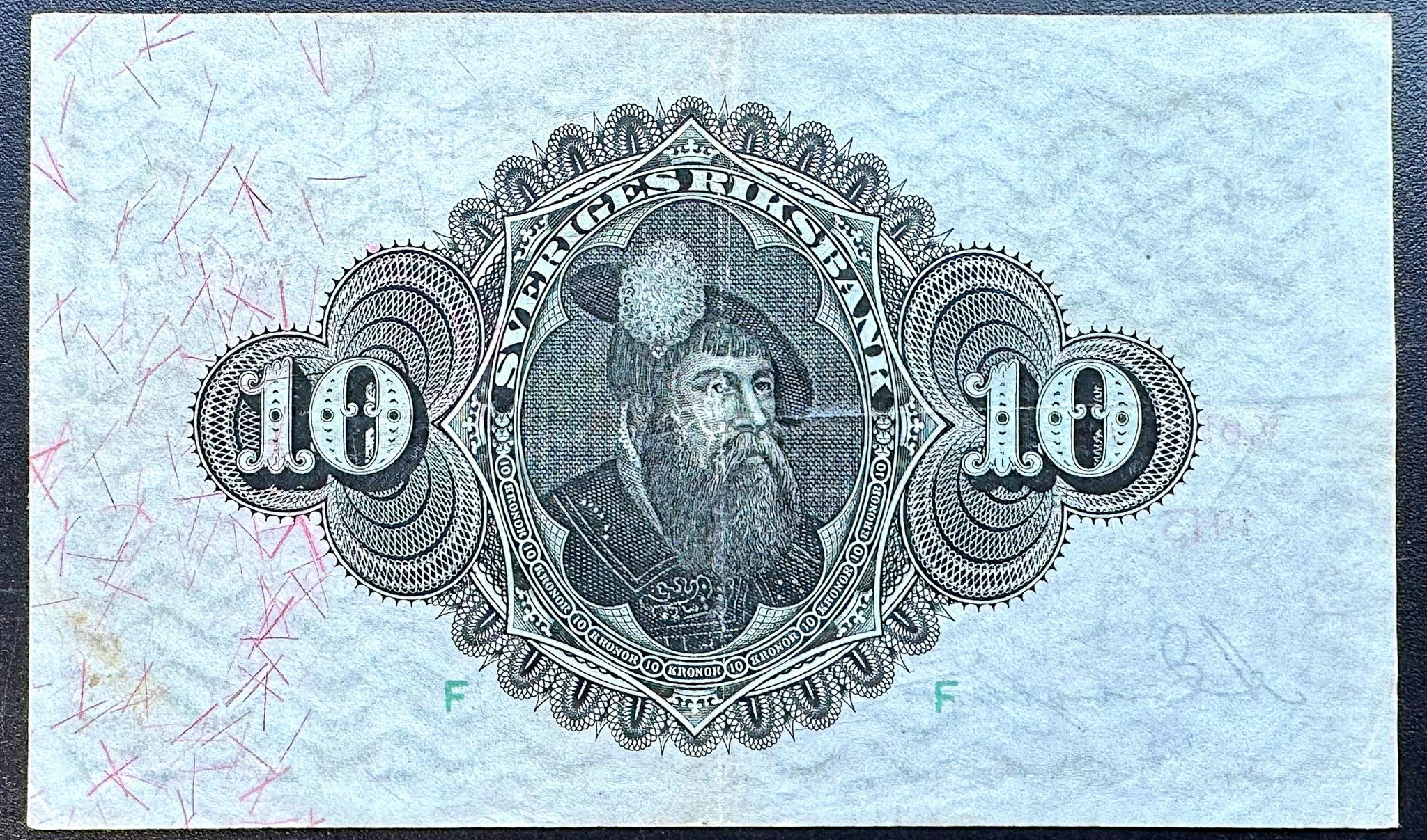 Sveriges riksbank - 10 kronor 1913 - Sedel med rent och krispigt papper - fräsht exemplar